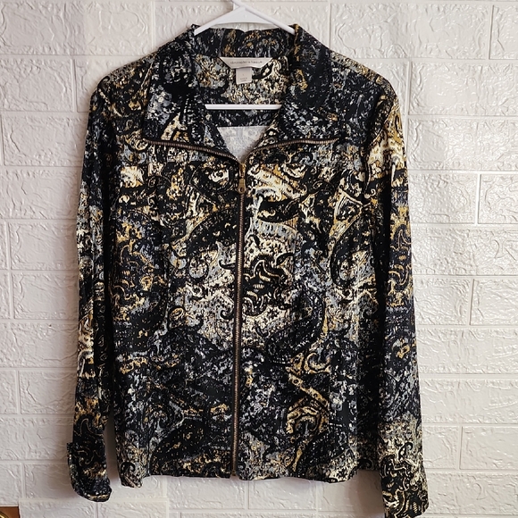 Christopher & Banks Jackets & Blazers - Christopher & Banks Black and Gold Paisley Blazer